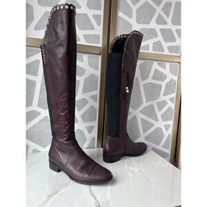 L.K. Bennett Joanne Low Heel Leather Over the Knee Boots Zip Sz 38.5 Us 8 Italy